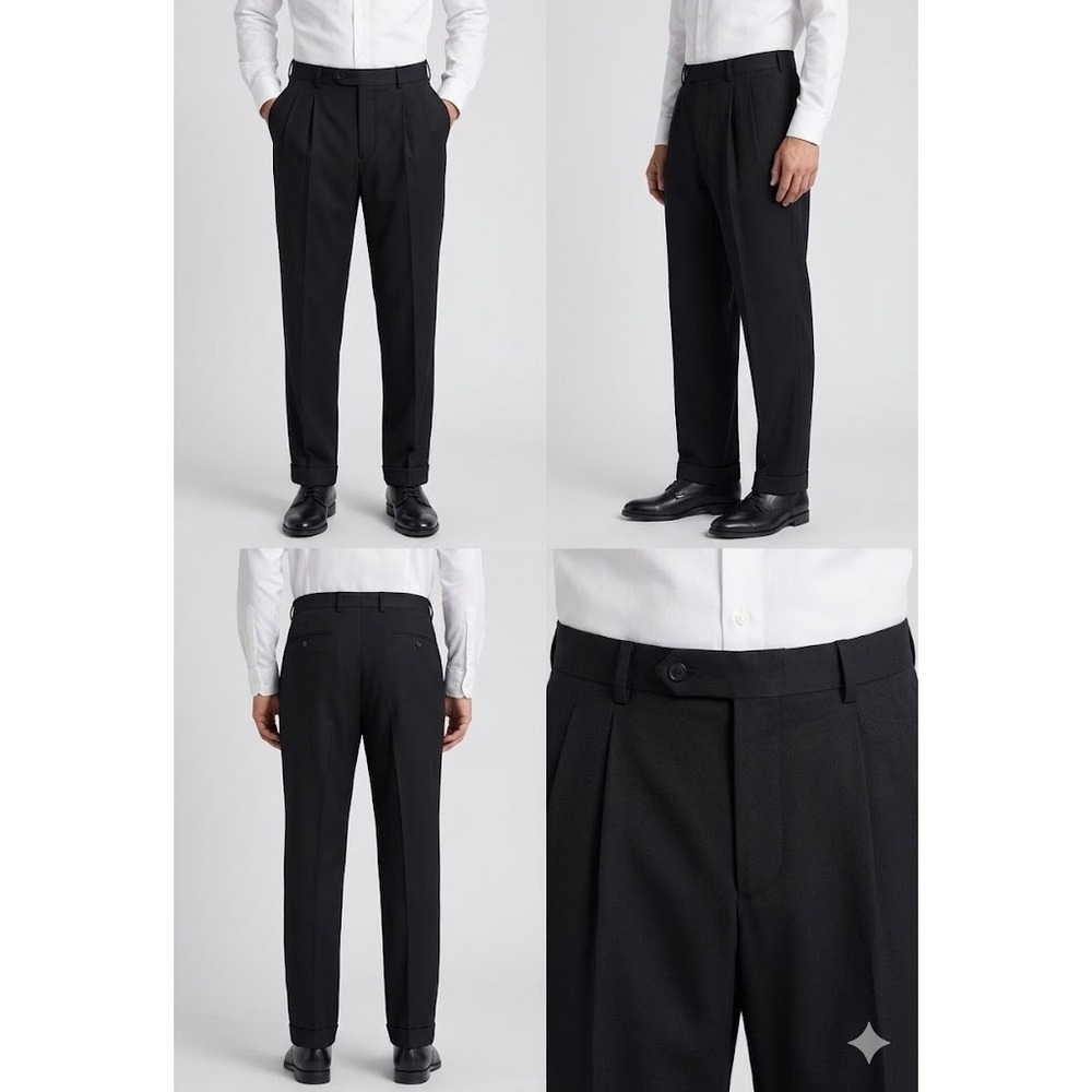Vintage Givenchy Monsieur Dress Pants Mens 38R Pleated Performance Leg Cuffed